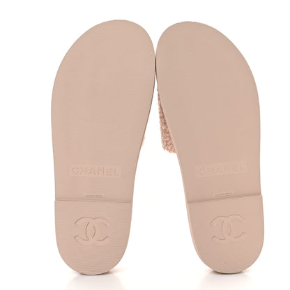 Chanel Fabric Pearl Cork CC Slip On Sandals 39 Pink 7 of 11