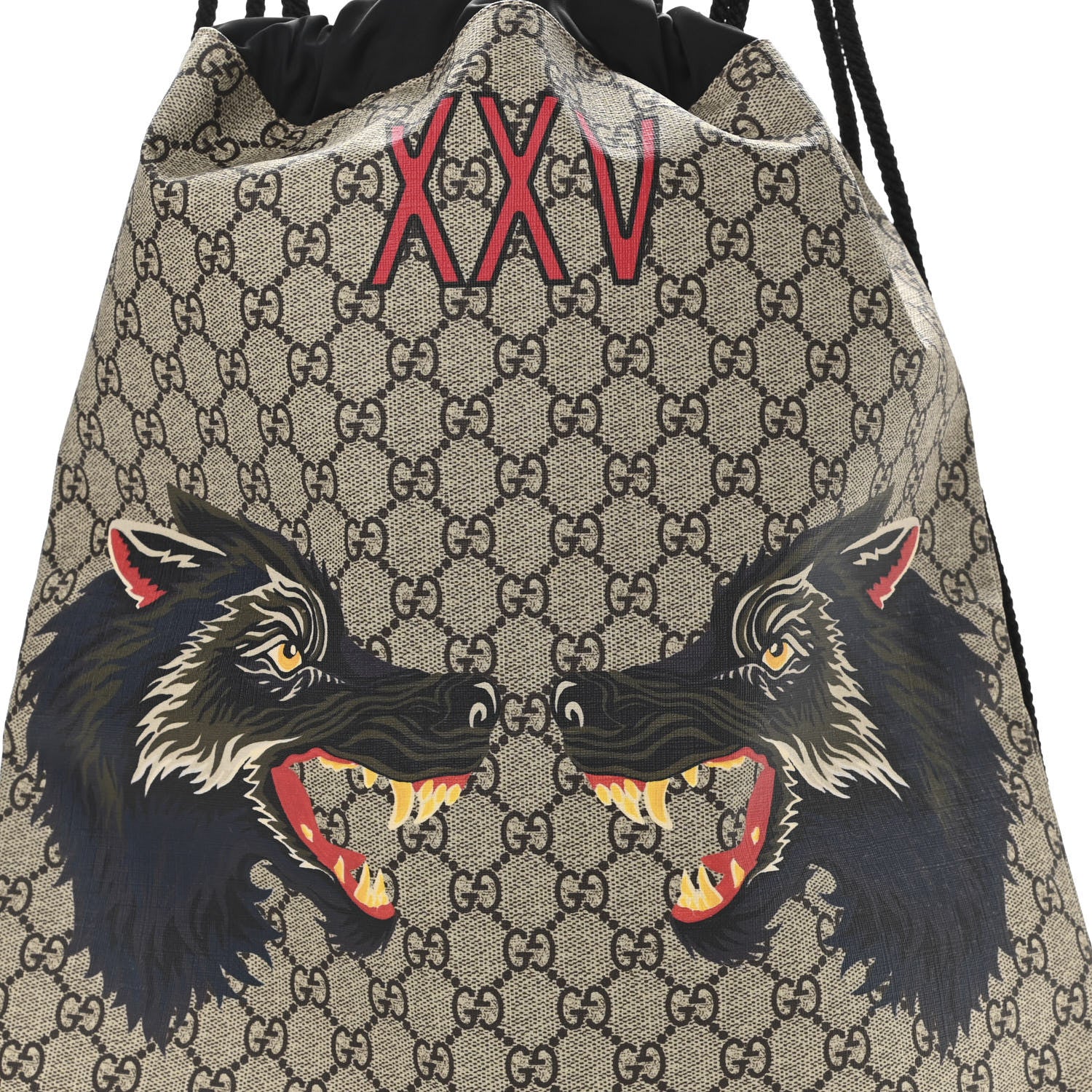 Gucci GG Supreme Monogram Wolf XXV Hollywood Print Drawstring Backpack Black 8 of 10