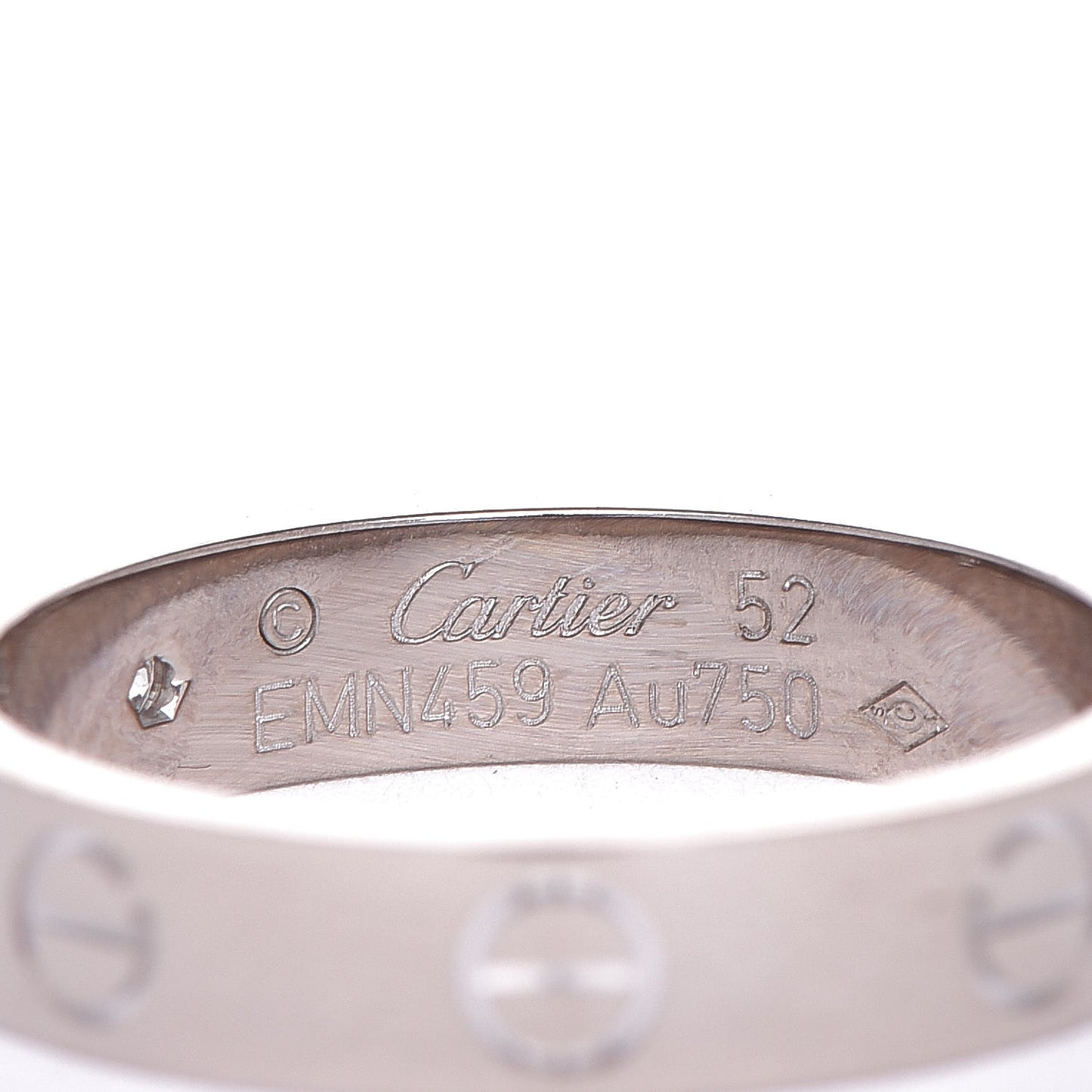 18K White Gold Diamond 4mm LOVE Wedding Band Ring 52 6