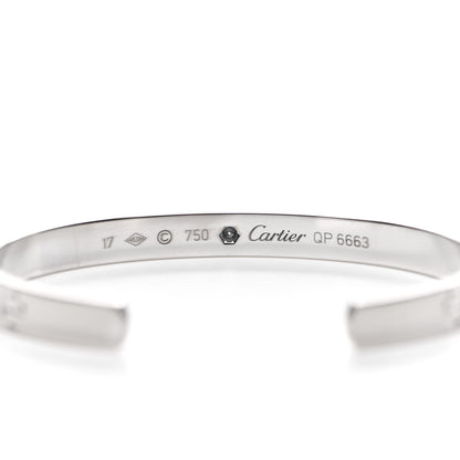 Cartier 18K White Gold 1 Diamond LOVE Cuff Bracelet 17 3 of 4