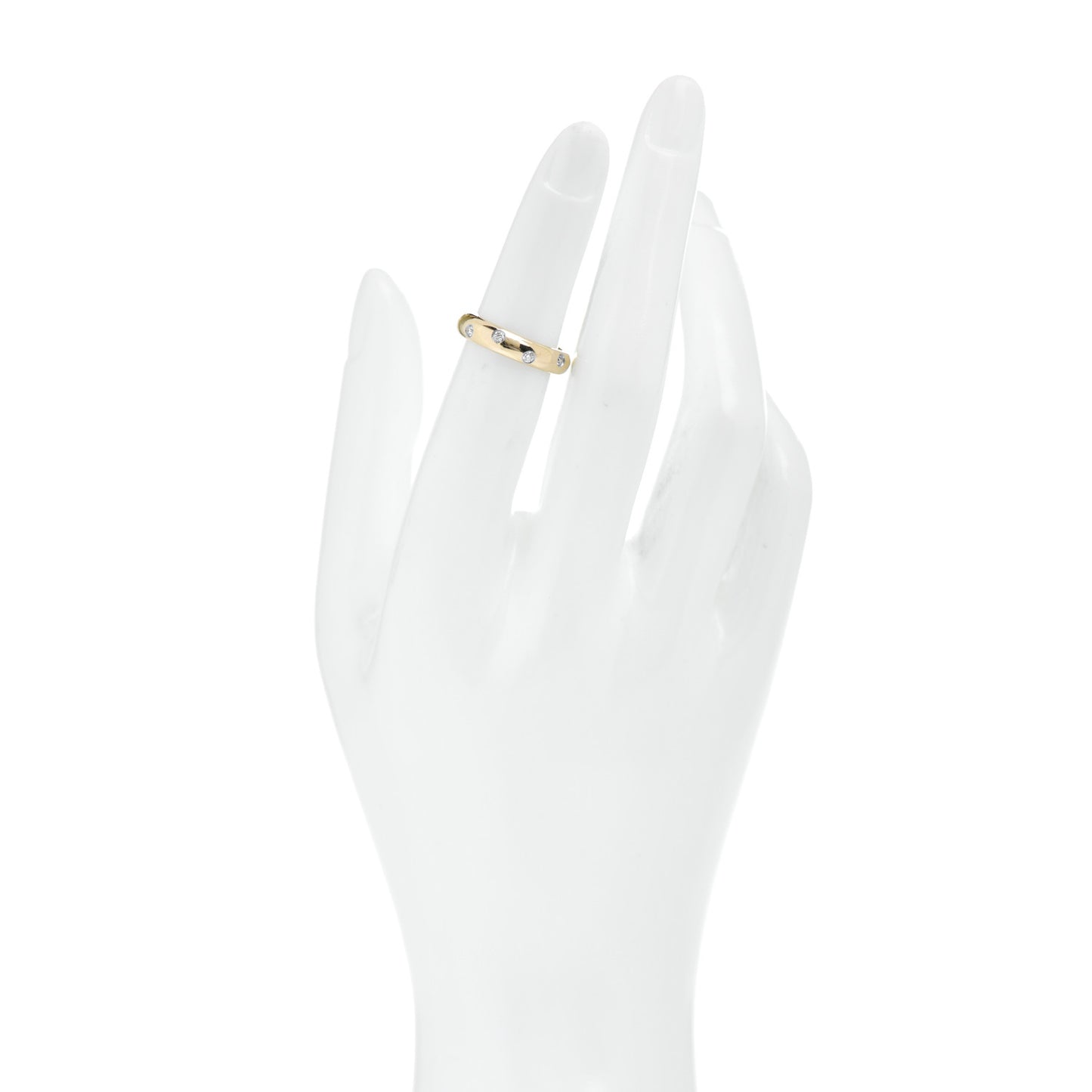 18K Yellow Gold Platinum Diamond 4mm Etoile Band Ring 48 4.5