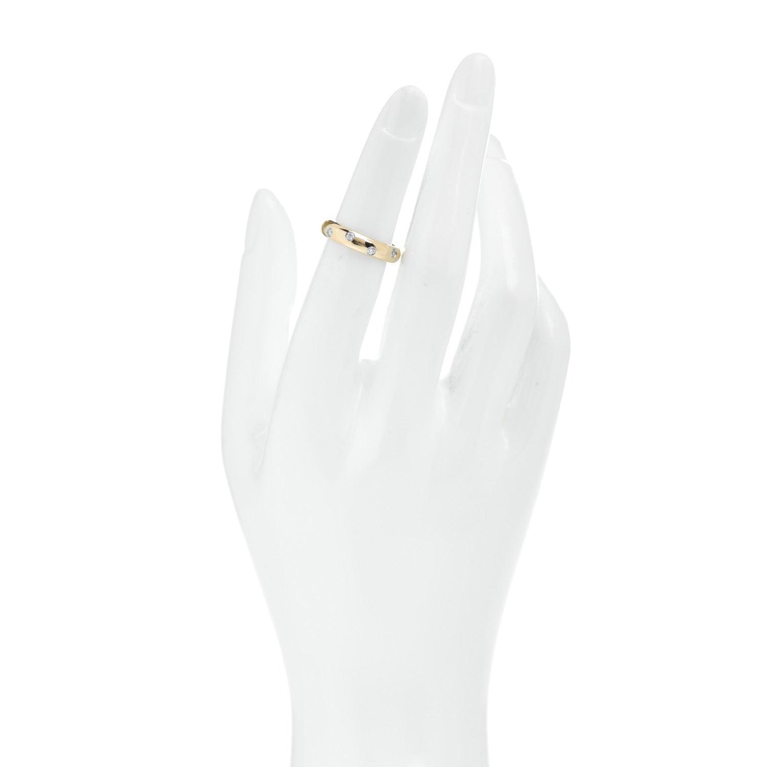 Tiffany 18K Yellow Gold Platinum Diamond 4mm Etoile Band Ring 48 4.5 2 of 5