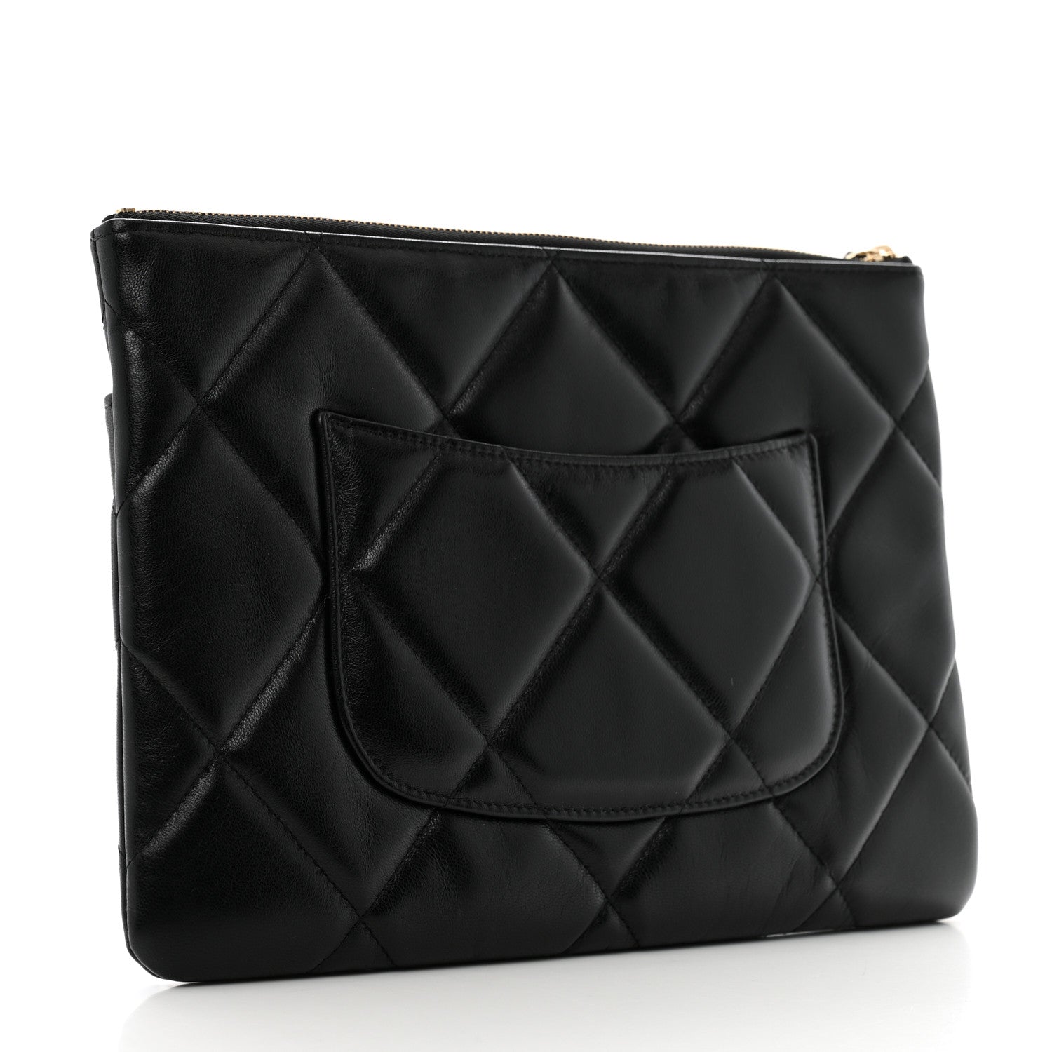 Chanel Goatskin Quilted Chanel 19 Pouch Black 3 of 9