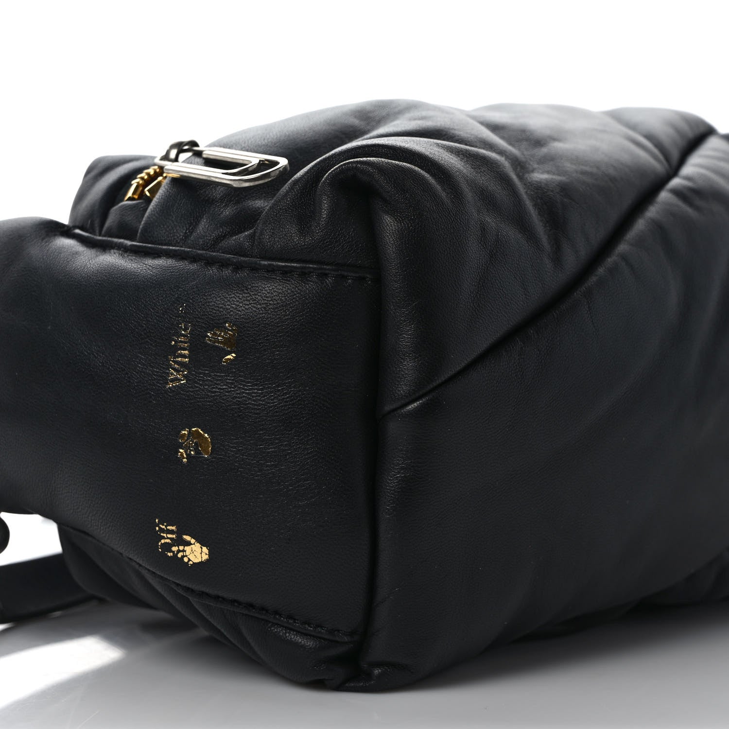 Off-White Calfskin Puffy Pump Pouch Crossbody Bag Black 9 of 10