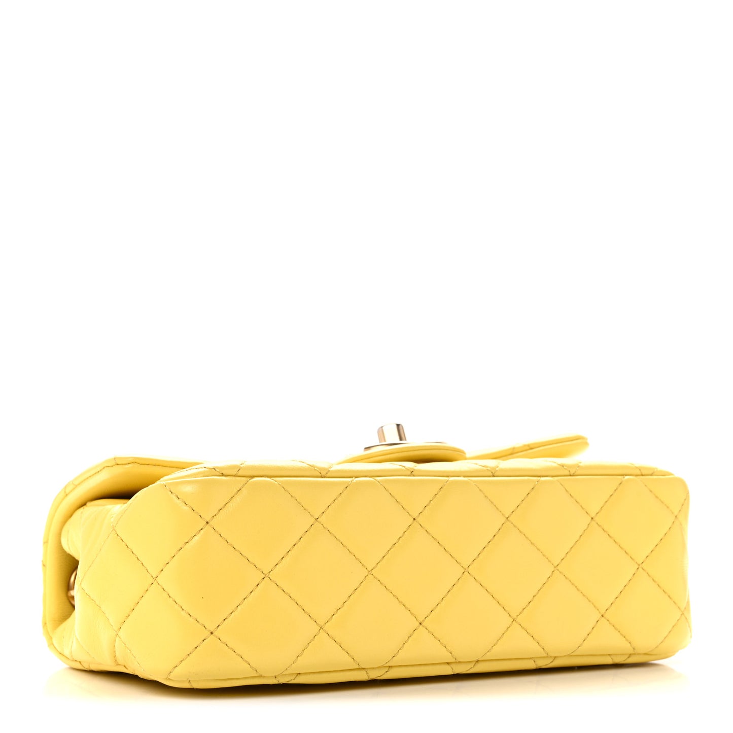 Lambskin Resin Quilted Mini Rectangular Pearl Samba Flap Yellow