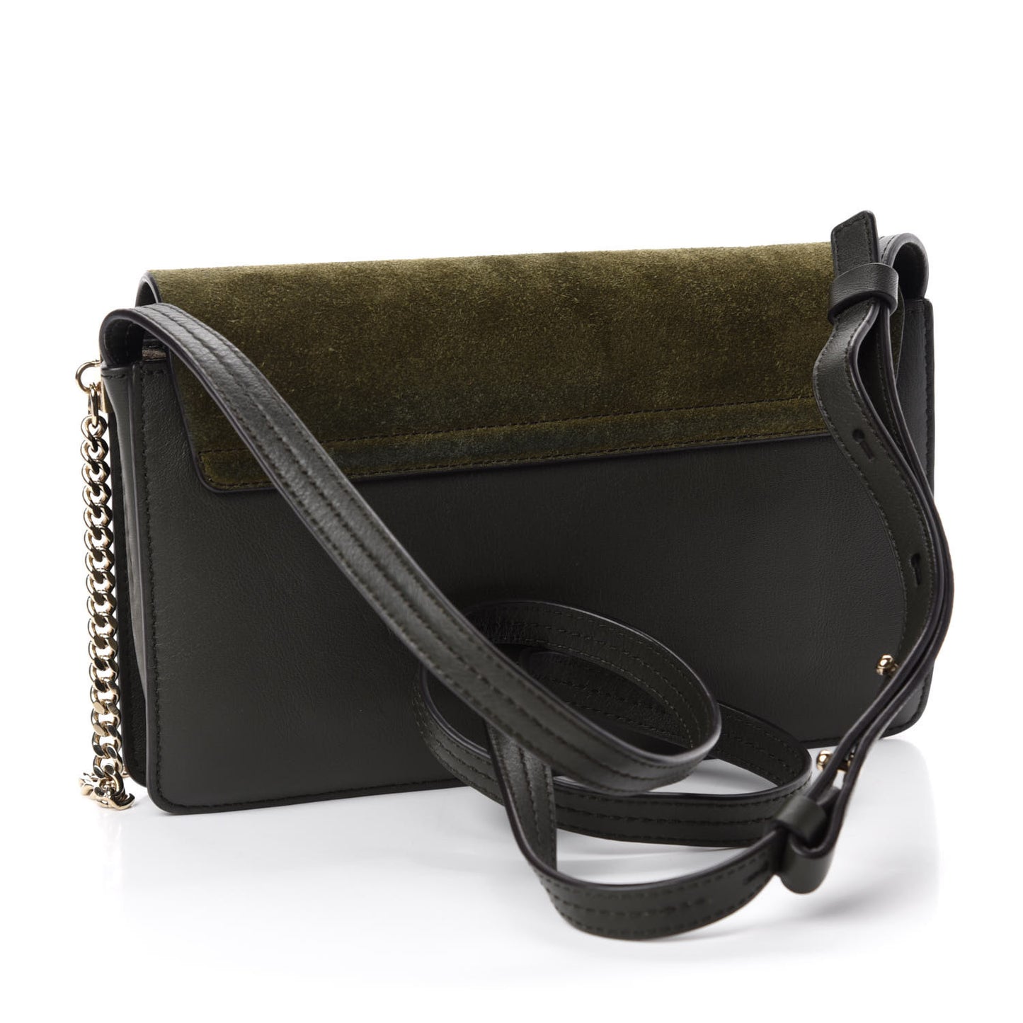 Suede Calfskin Small Faye Shoulder Bag Deep Forest