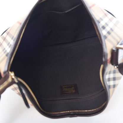 Burberry Haymarket Check Buckle Shoulder Bag Dark Brown 5 of 9