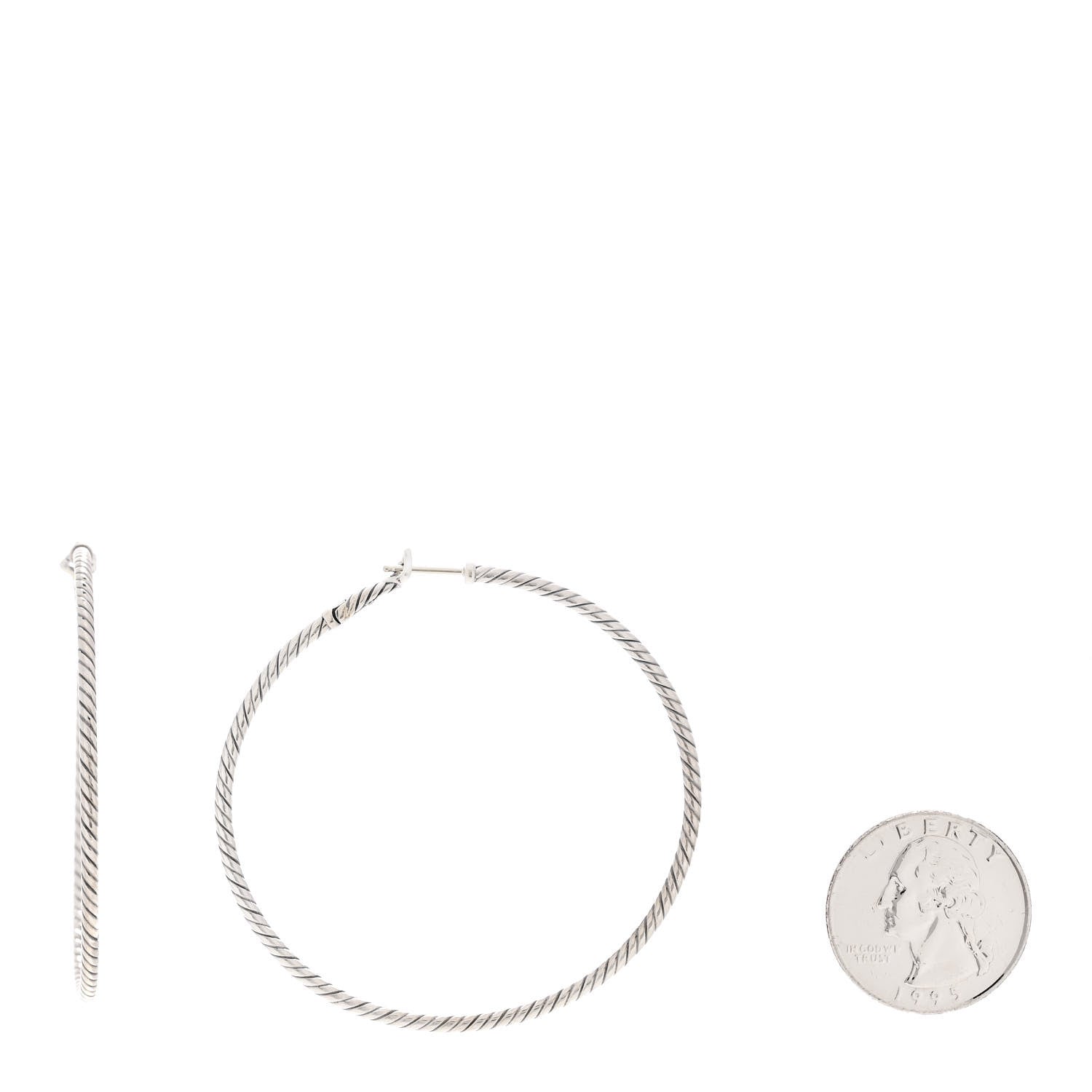David Yurman Sterling Silver Extra Large Cable Classics Hoop Earrings 2 of 6