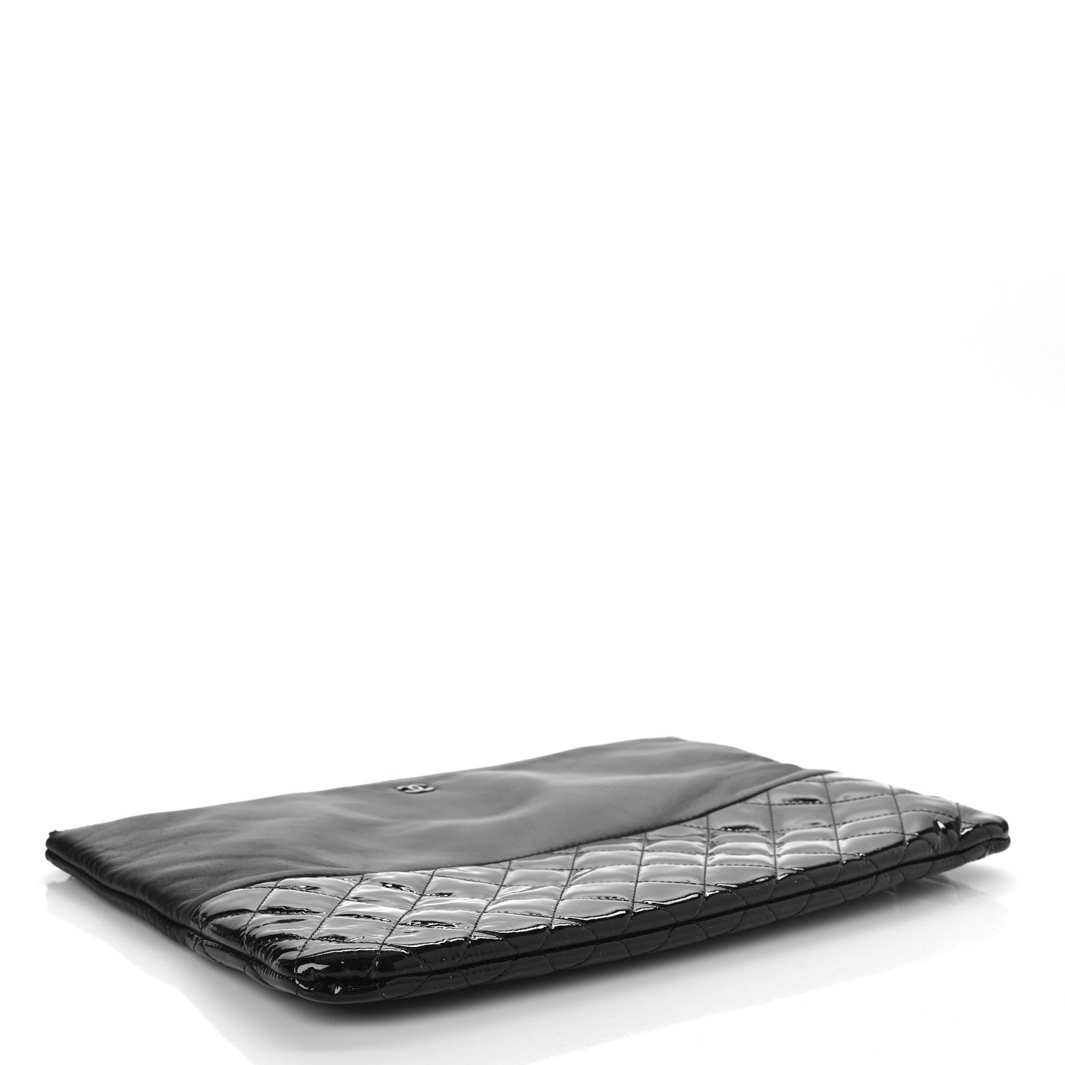Chanel Lambskin Patent Quilted Large Cosmetic Case Black 4 of 12