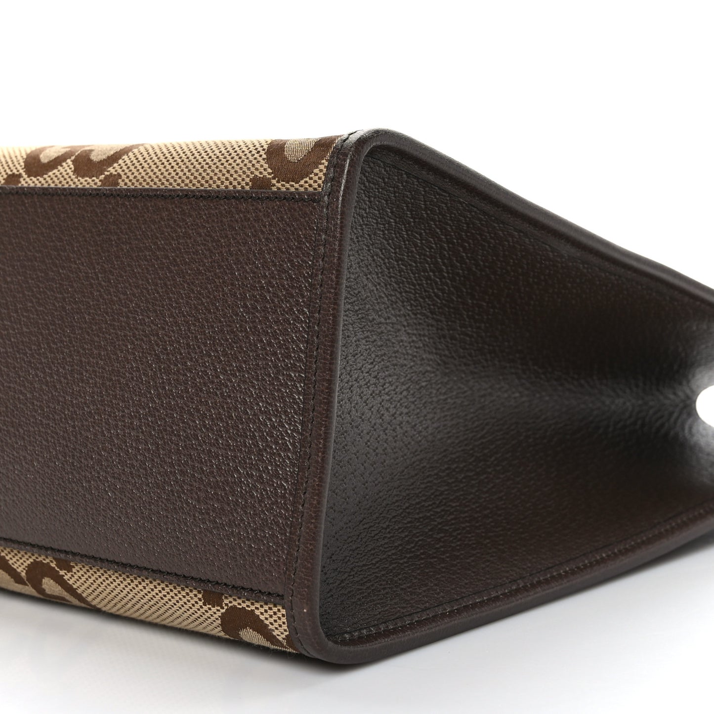 Monogram Jumbo GG Textured Dollar Calfskin Web Tote Bag Camel Ebony New Acero