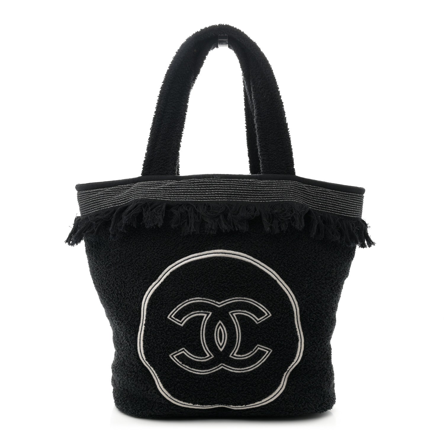 Chanel Terry Cotton CC Beach Tote Towel Set Black 1 of 14