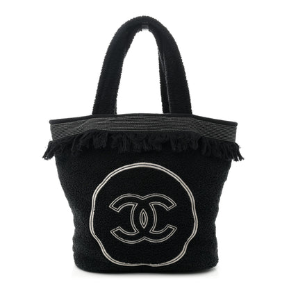 Chanel Terry Cotton CC Beach Tote Towel Set Black 1 of 14