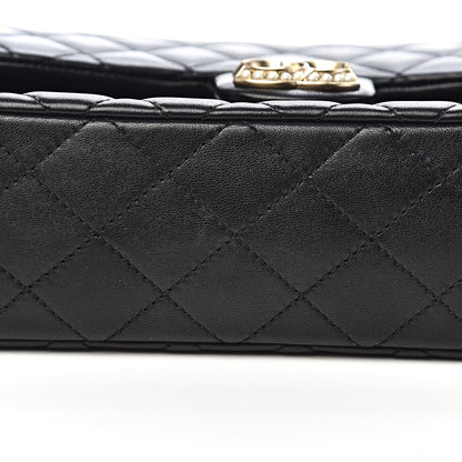 Chanel Lambskin Quilted Medium Westminster Pearl Flap Black 12 of 13