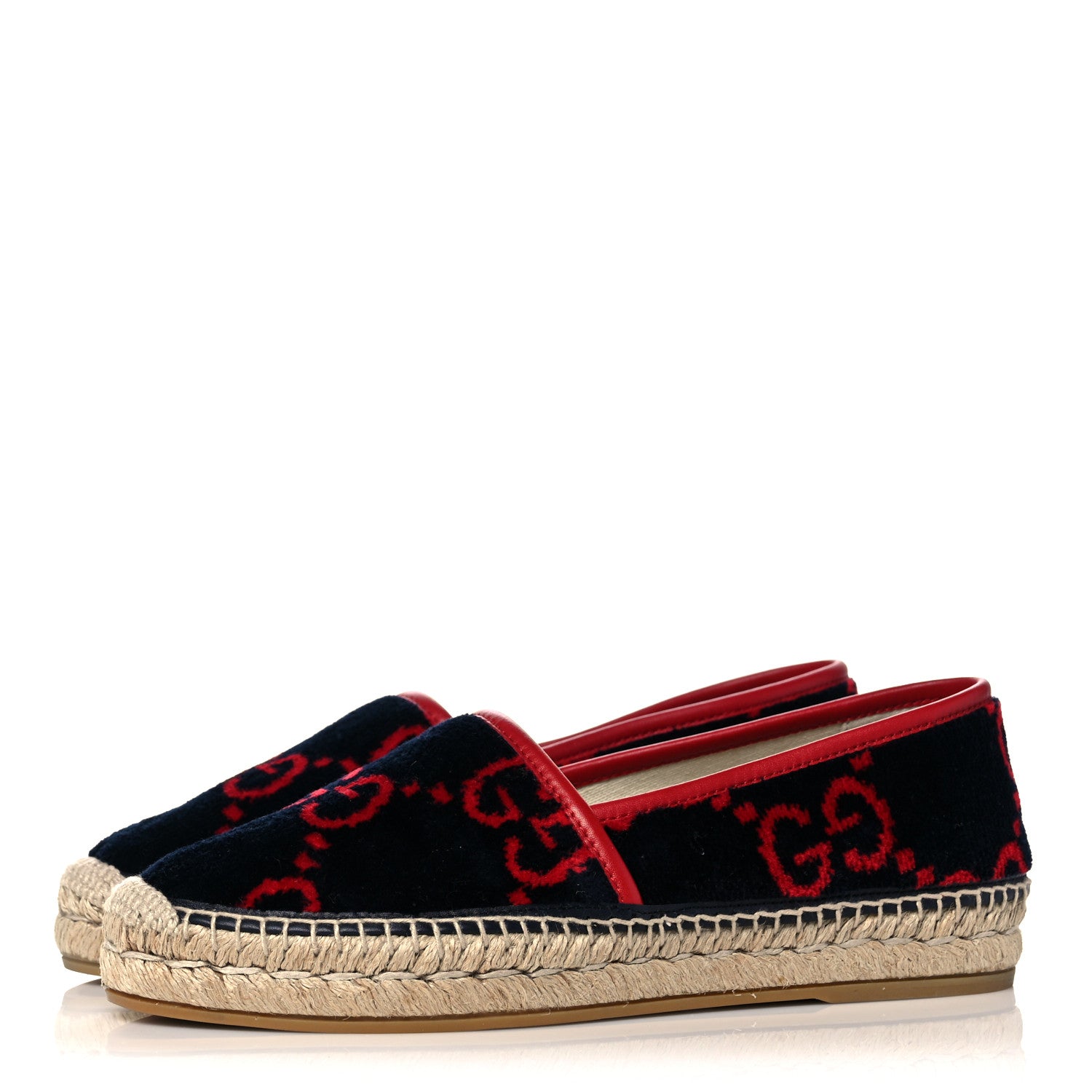 Gucci Terry Cloth GG Monogram Espadrilles 37 Blue Red 3 of 9