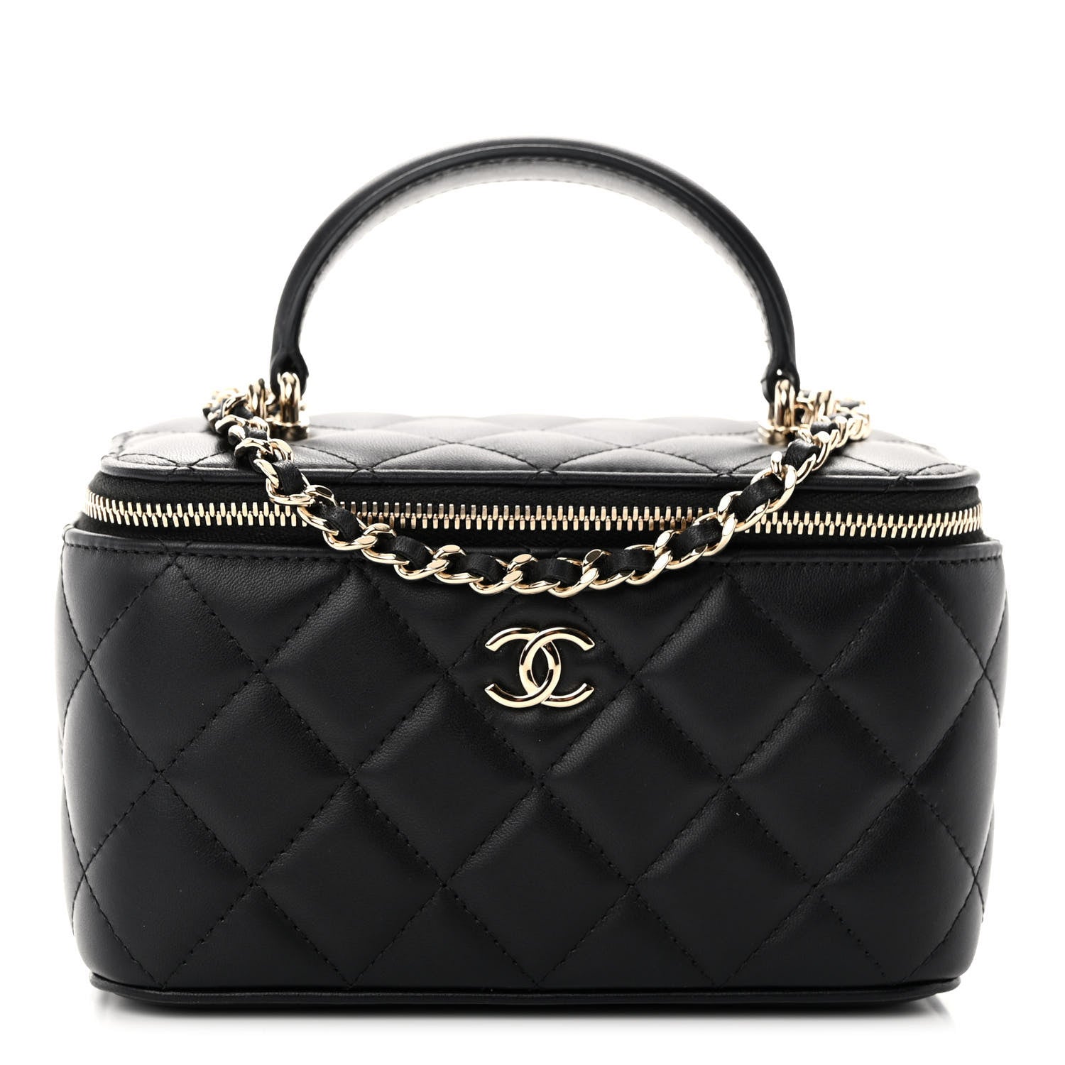 Chanel Lambskin Quilted Small Top Handle Vanity Case With Chain Black 1 of 11