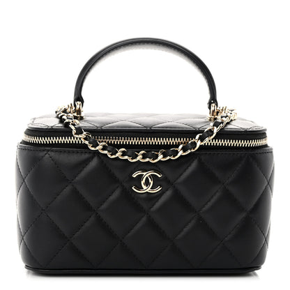 Chanel Lambskin Quilted Small Top Handle Vanity Case With Chain Black 1 of 11