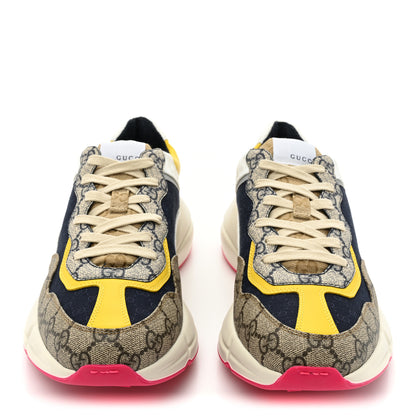 Gucci GG Supreme Monogram Mix Monogram Mens Rhyton Sneakers 8.5 London Blue Beige Sun Yellow 2 of 9