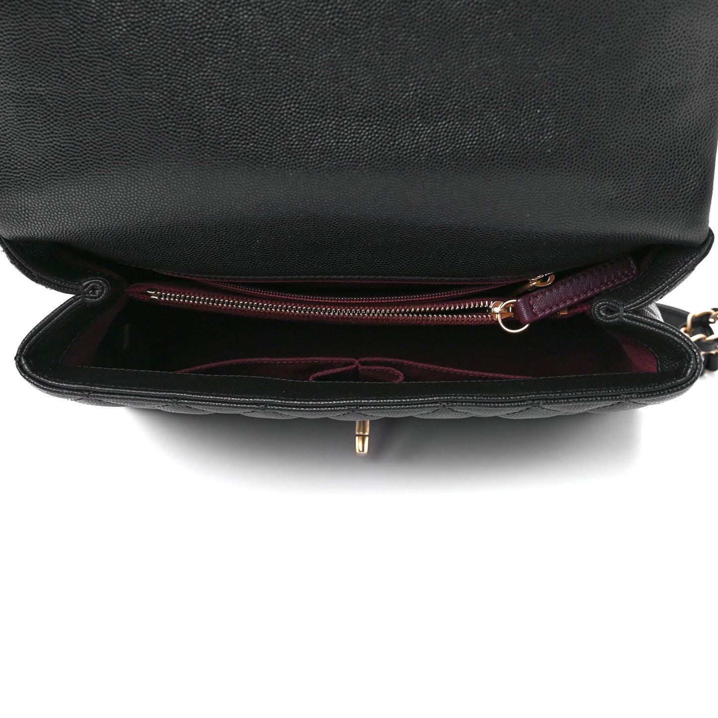 Caviar Quilted Small Coco Handle Flap Black