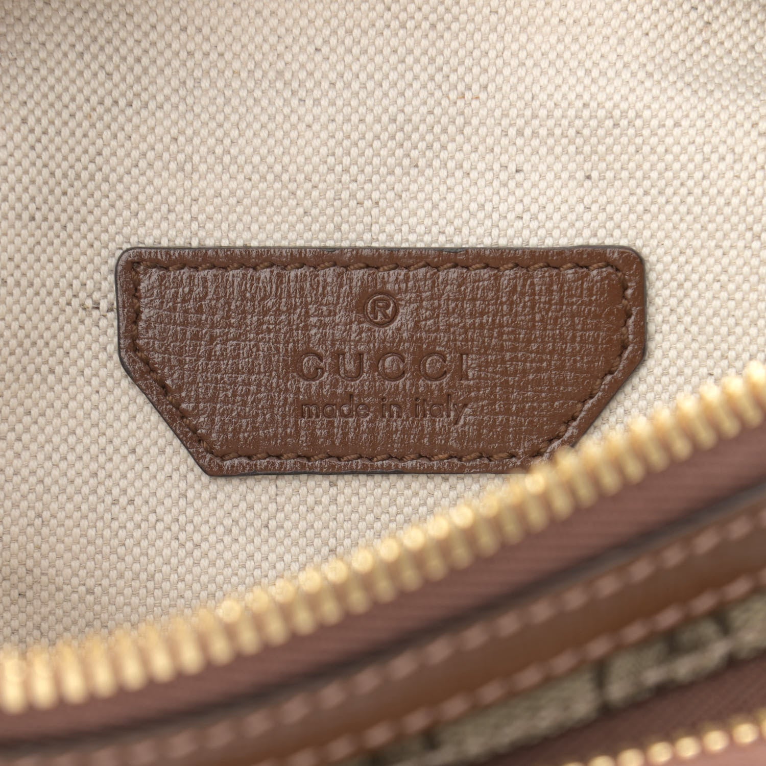 Gucci GG Supreme Monogram Textured Calfskin Retro Interlocking G Belt Bag Beige Ebony Brown Sugar 7 of 14