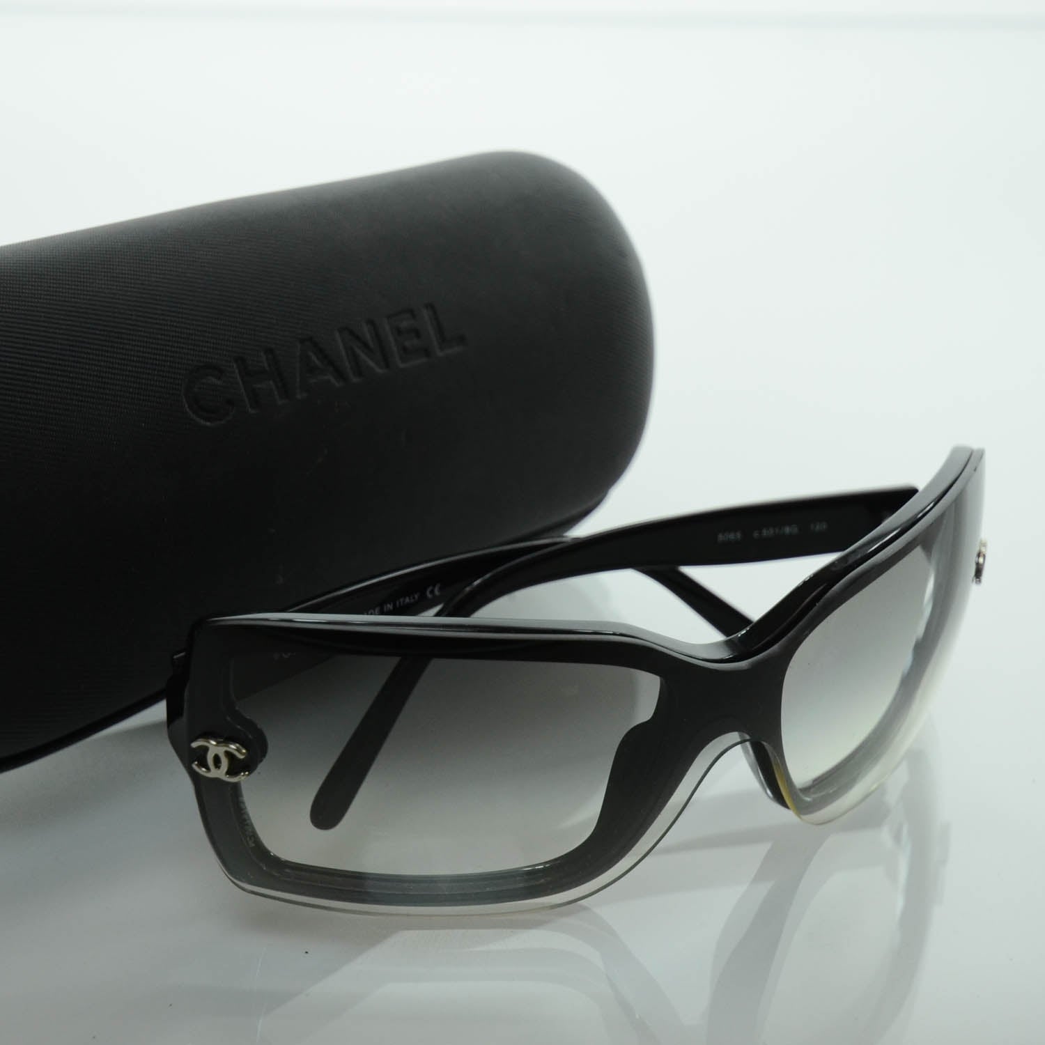 Chanel CC Logo Sunglasses Black w Case 6 of 6