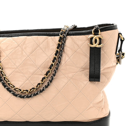 Chanel Aged Calfskin Quilted Large Gabrielle Hobo Beige Black 8 of 11