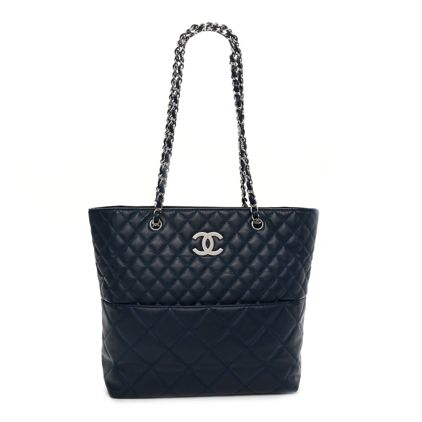 Calfskin Quilted In The Business North South Tote Blue