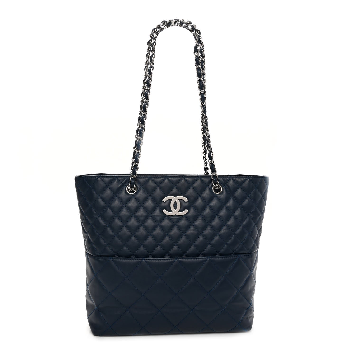 Chanel Calfskin Quilted In The Business North South Tote Blue 1 of 10