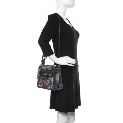 Valentino Garavani Denim Butterfly Embroidered Small My Rockstud Frame Bag Blue 2 of 9