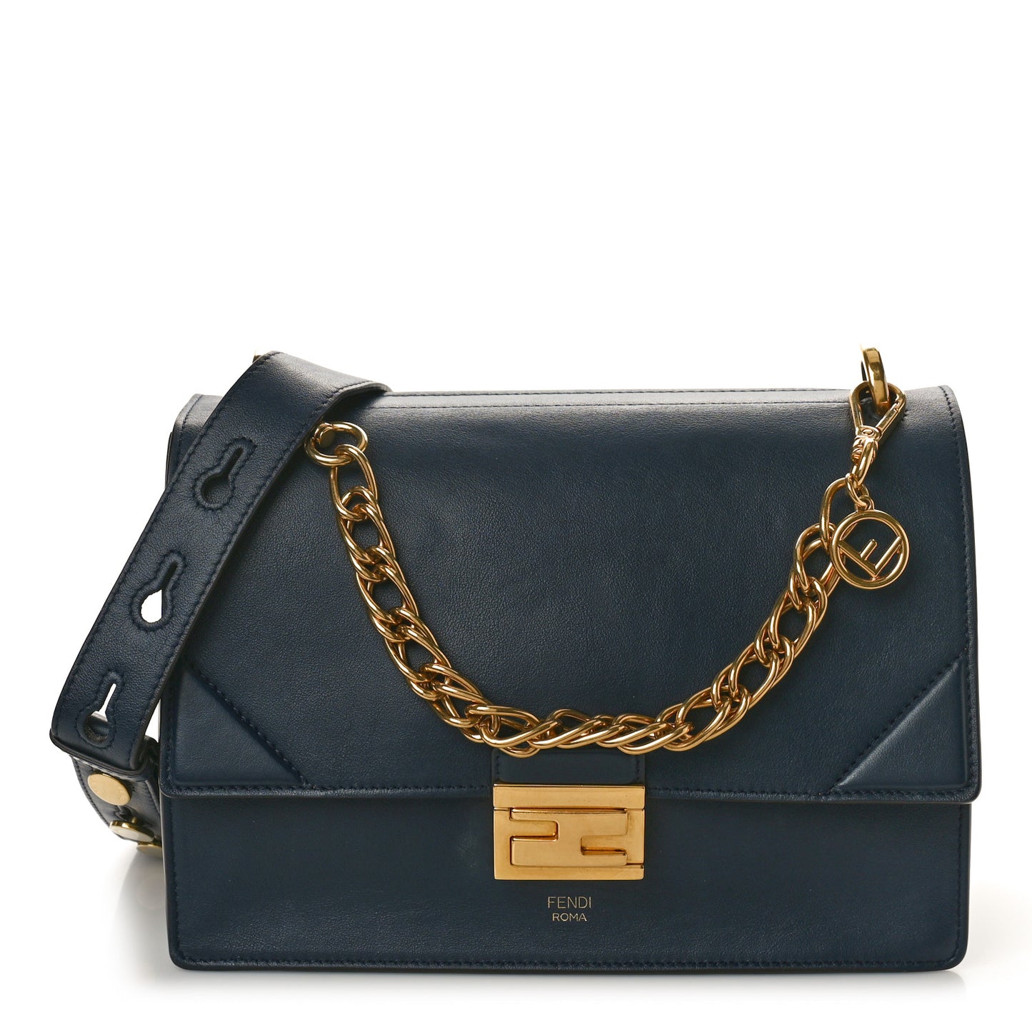 Vitello Grace Matte F is Fendi Kan U Shoulder Bag Navy Blue