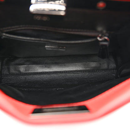 Fendi Vitello Seta Nappa Mini Plexi Handle Peekaboo Iconic Satchel Pomodoro 4 of 9