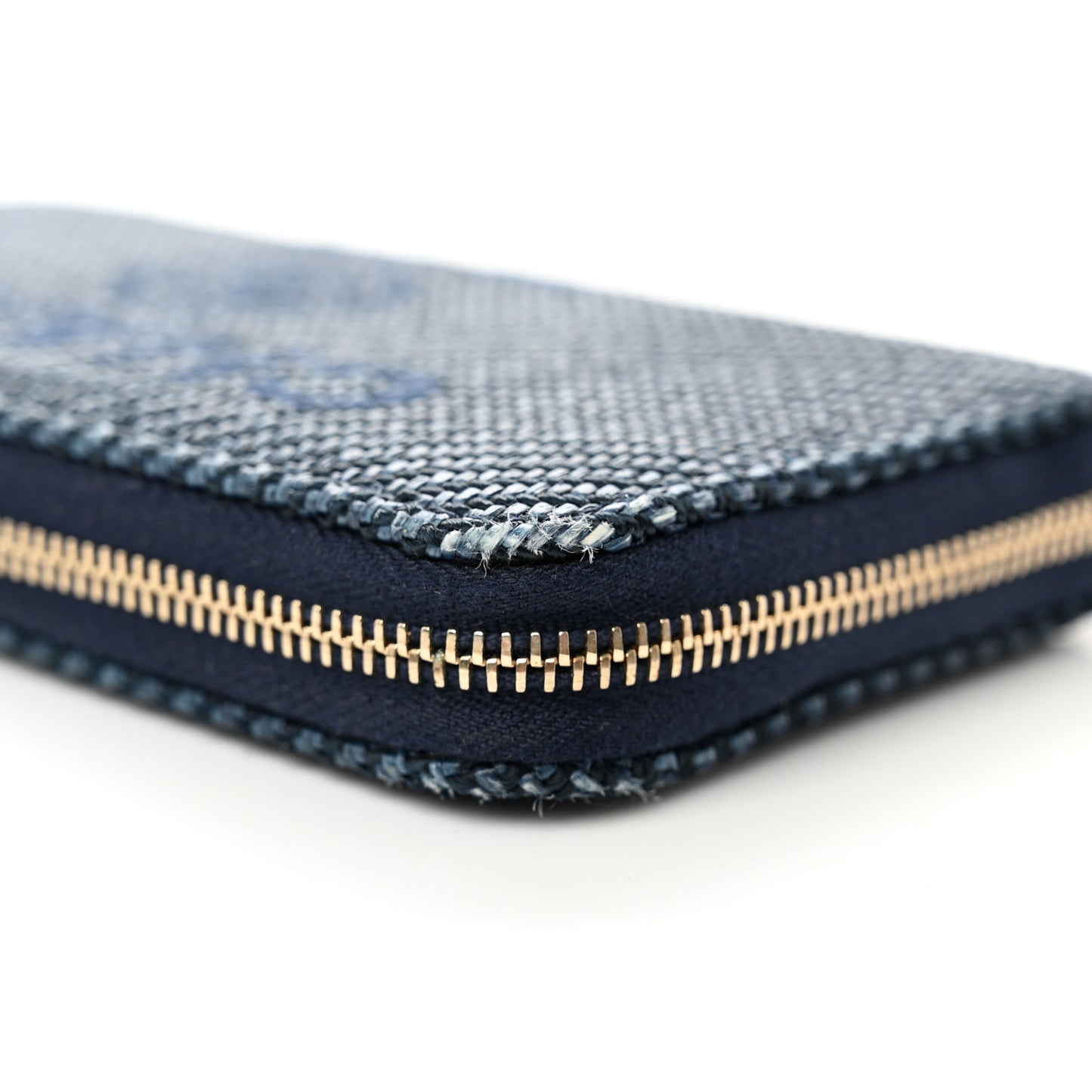 Mixed Fibers Deauville Small Zip Around Wallet Navy Blue