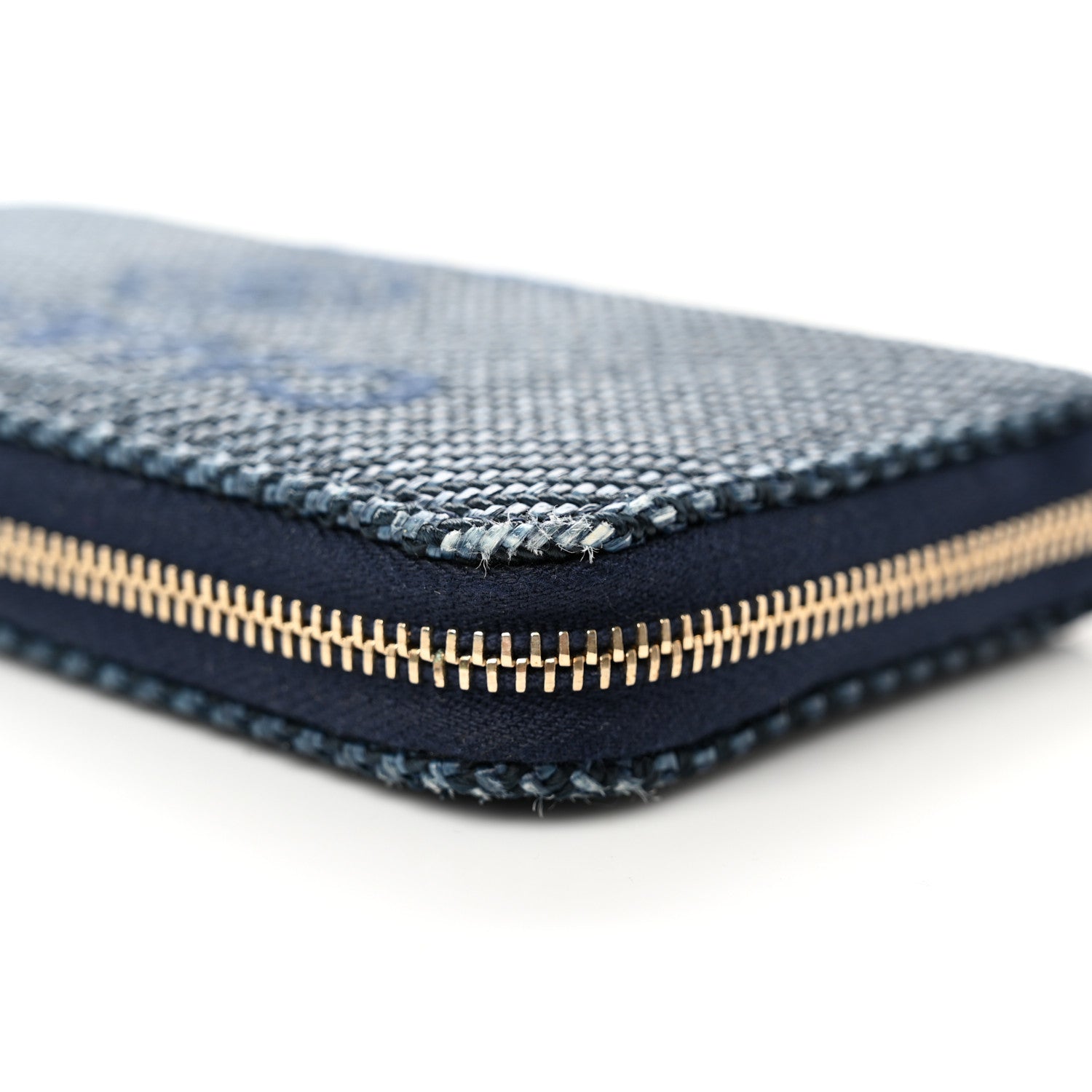 Chanel Mixed Fibers Deauville Small Zip Around Wallet Navy Blue 9 of 10
