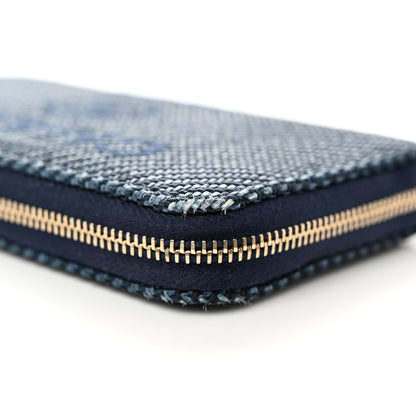 Chanel Mixed Fibers Deauville Small Zip Around Wallet Navy Blue 9 of 10
