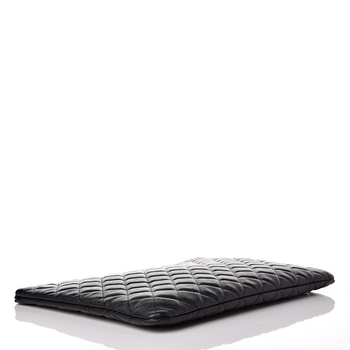 Iridescent Caviar Quilted Large Cosmetic Case Black