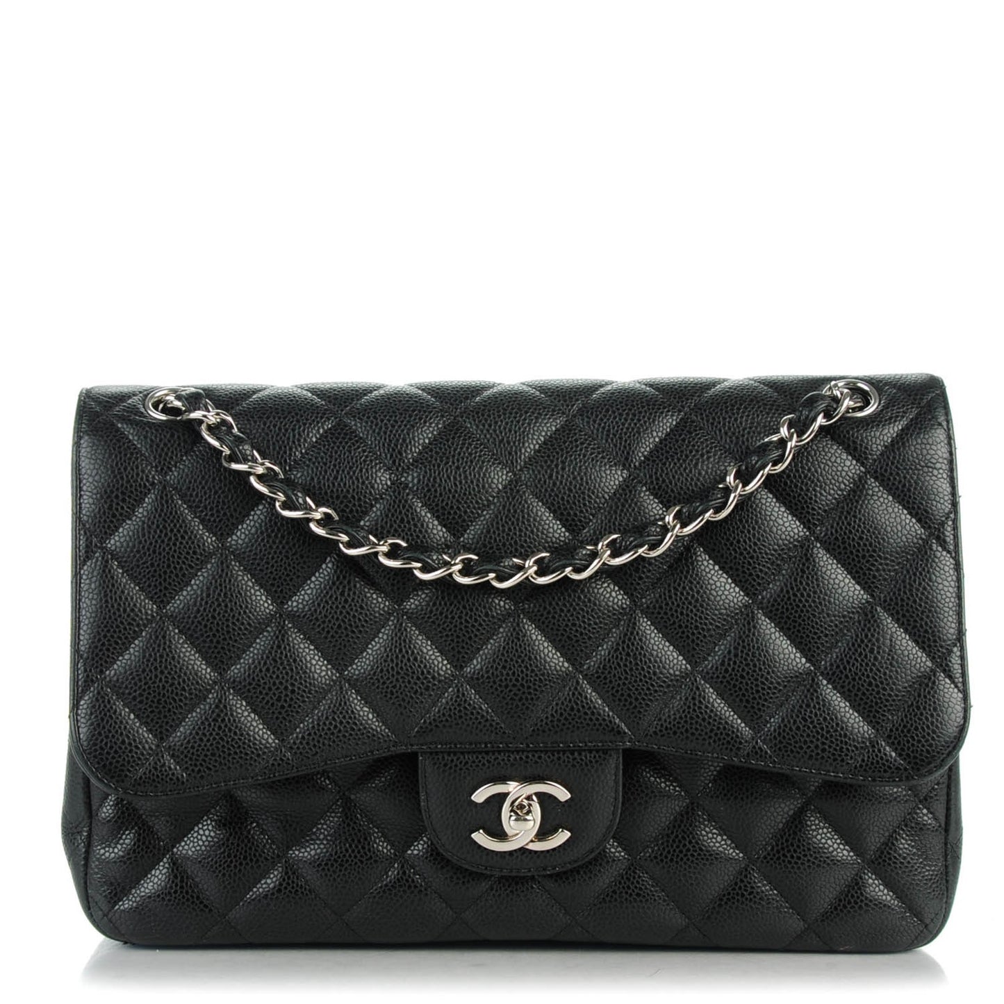Caviar Quilted Jumbo Double Flap Black