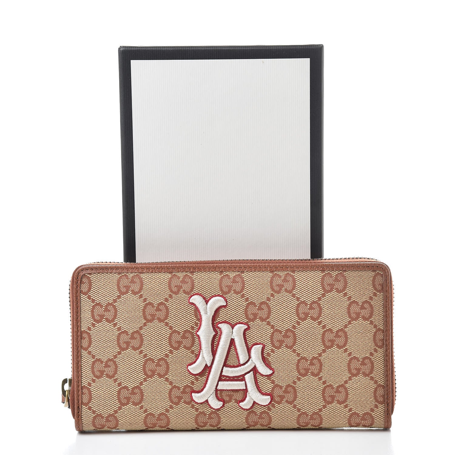Gucci X MLB GG Monogram LA Dodgers Zip Around Wallet Beige Ruggine Ivory 8 of 8