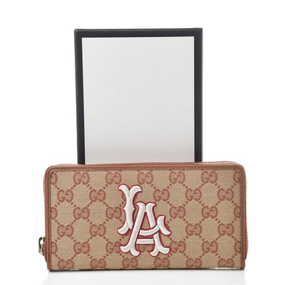 Gucci X MLB GG Monogram LA Dodgers Zip Around Wallet Beige Ruggine Ivory 8 of 8