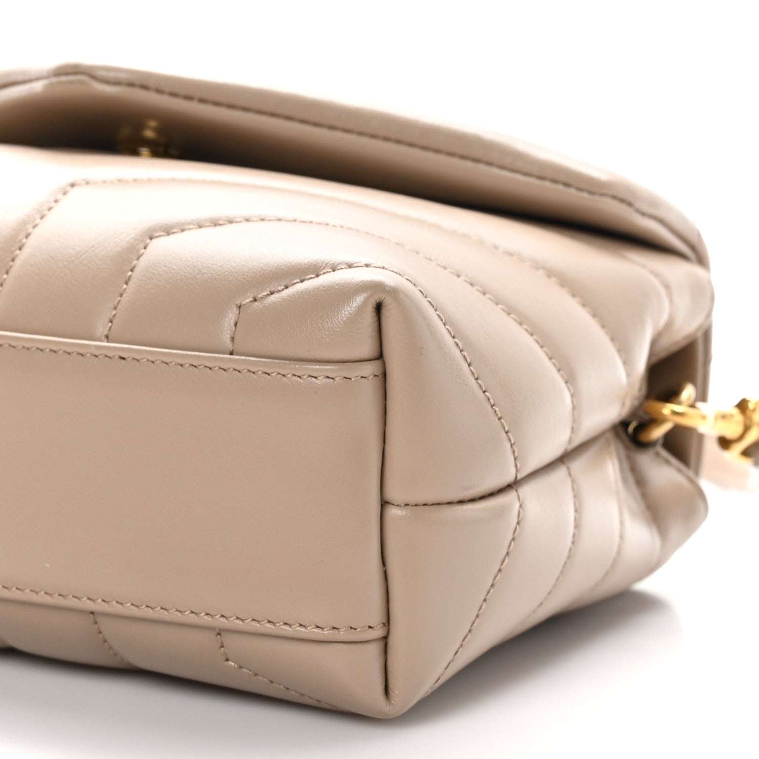 Saint Laurent Calfskin Y Quilted Monogram Toy Loulou Crossbody Bag Dark Beige 10 of 12