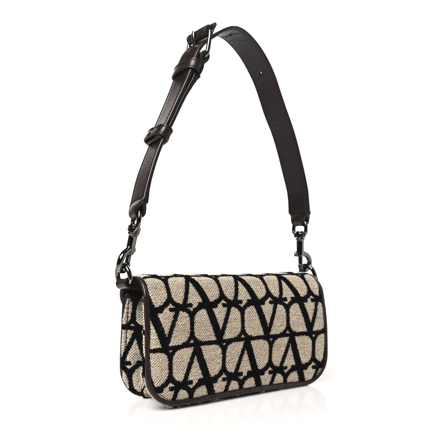 Valentino Garavani Toile Iconographe Goatskin Vlogo Mini Loco Shoulder Bag Beige Black 3 of 10