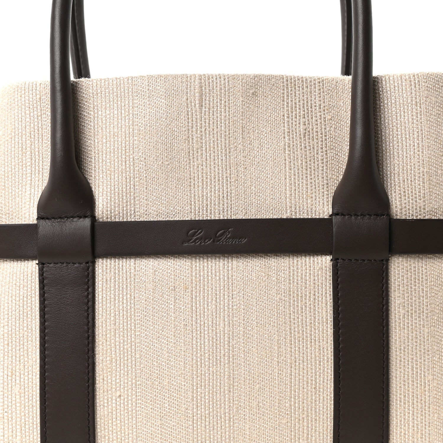 Loro Piana Silk Calfskin Small Ghiera Shopper Tote Milk Amber Dark Chocolate Licorice 7 of 10