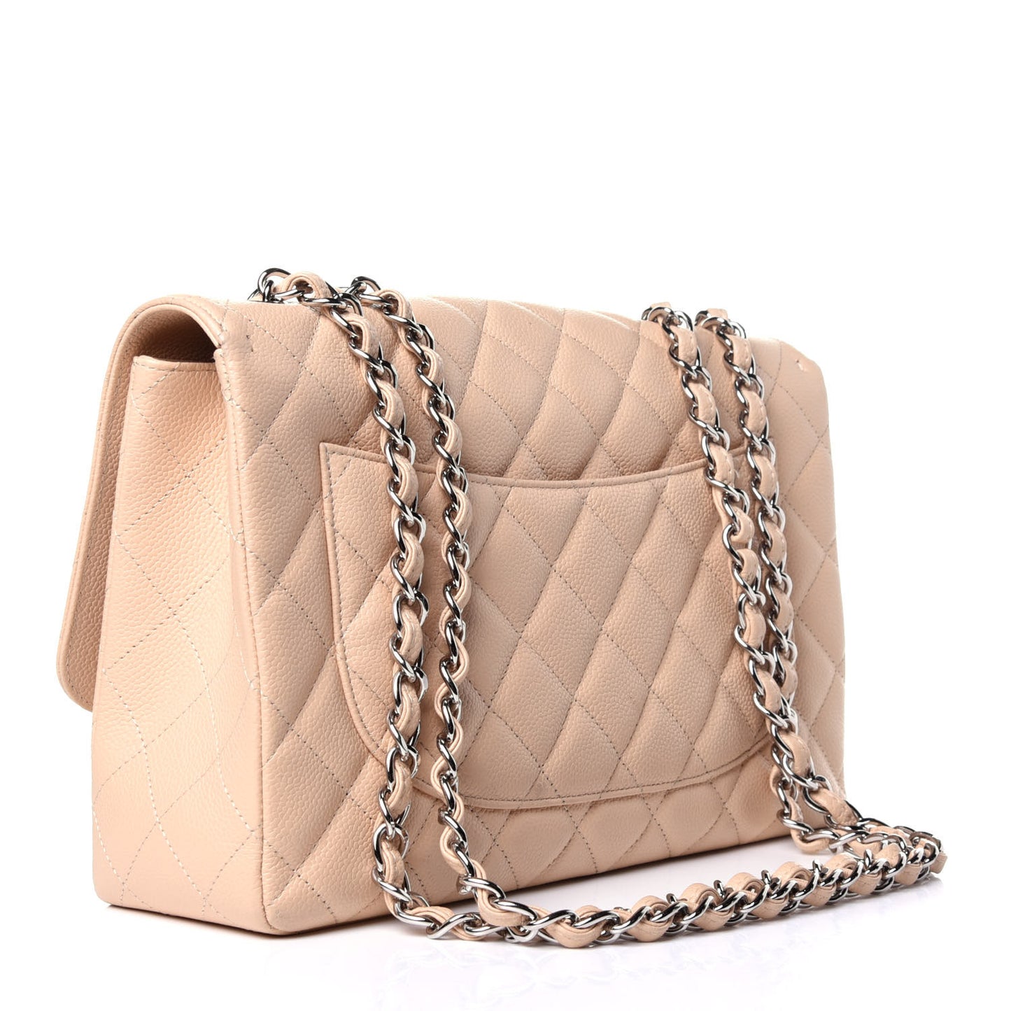 Caviar Quilted Jumbo Single Flap Beige Clair
