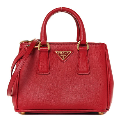 Prada Saffiano Lux Micro Galleria Double Zip Tote Fuoco 1 of 12