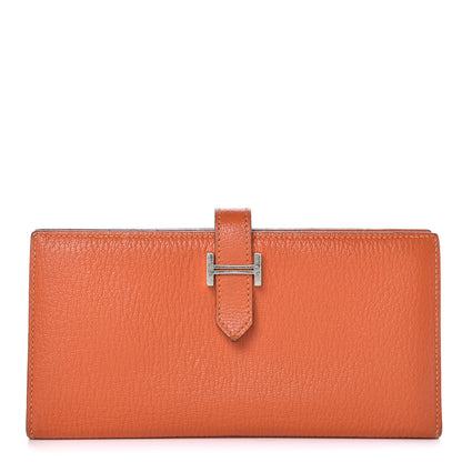 Hermes Chevre Mysore Bearn Gusset Wallet Feu 1 of 9