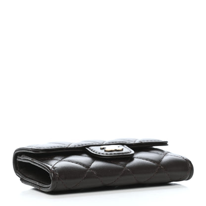 Chanel Lambskin Quilted Flap Card Holder Wallet Dark Brown 4 of 9