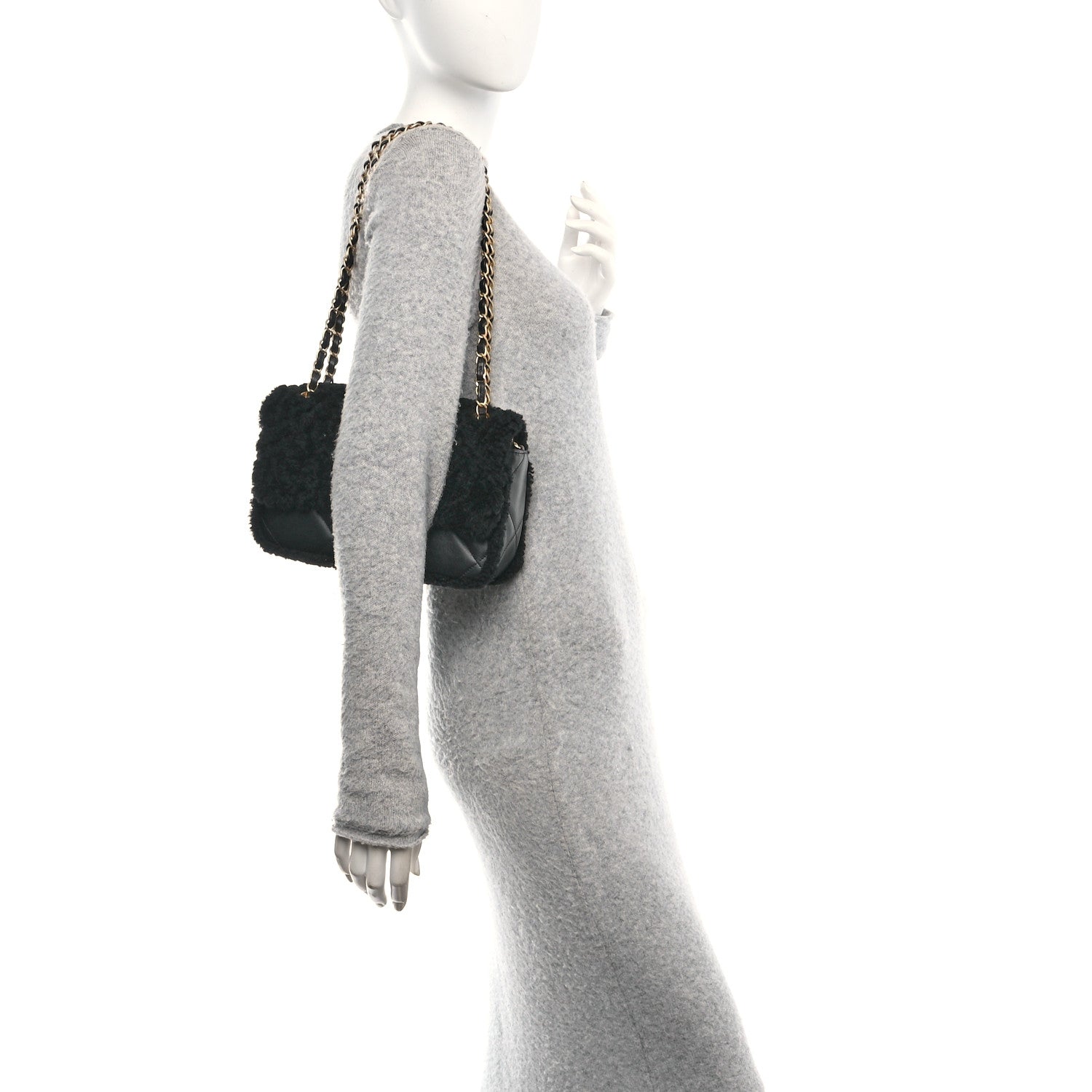 Chanel Shearling Lambskin Quilted Furry Coco Flap Black 2 of 11