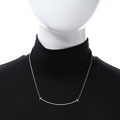 Tiffany 18K White Gold Diamond Large T Smile Pendant Necklace 3 of 5