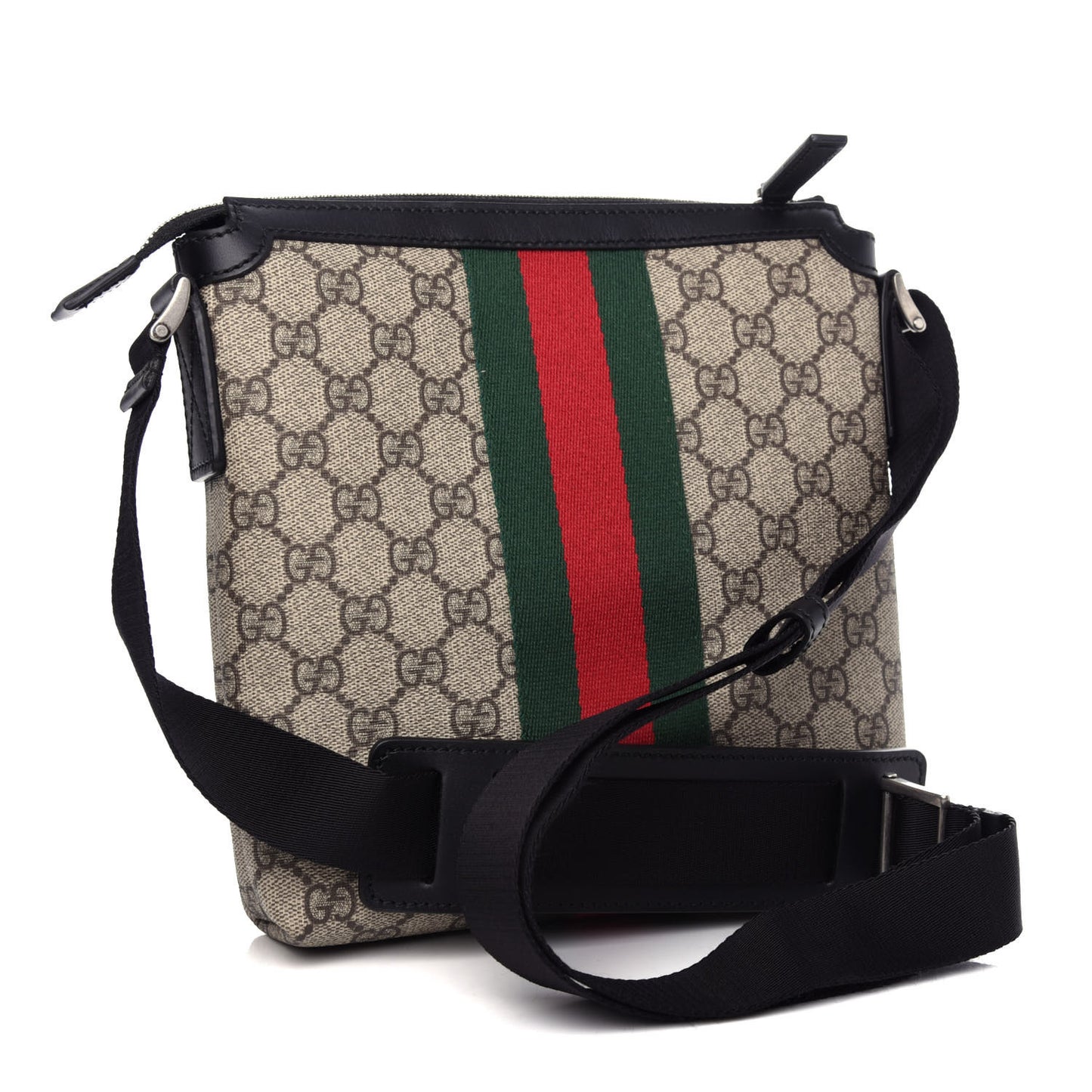 GG Supreme Monogram Web Messenger Bag Black
