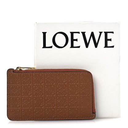 Loewe Calfskin Embossed Repeat Coin Card Holder Tan 9 of 9