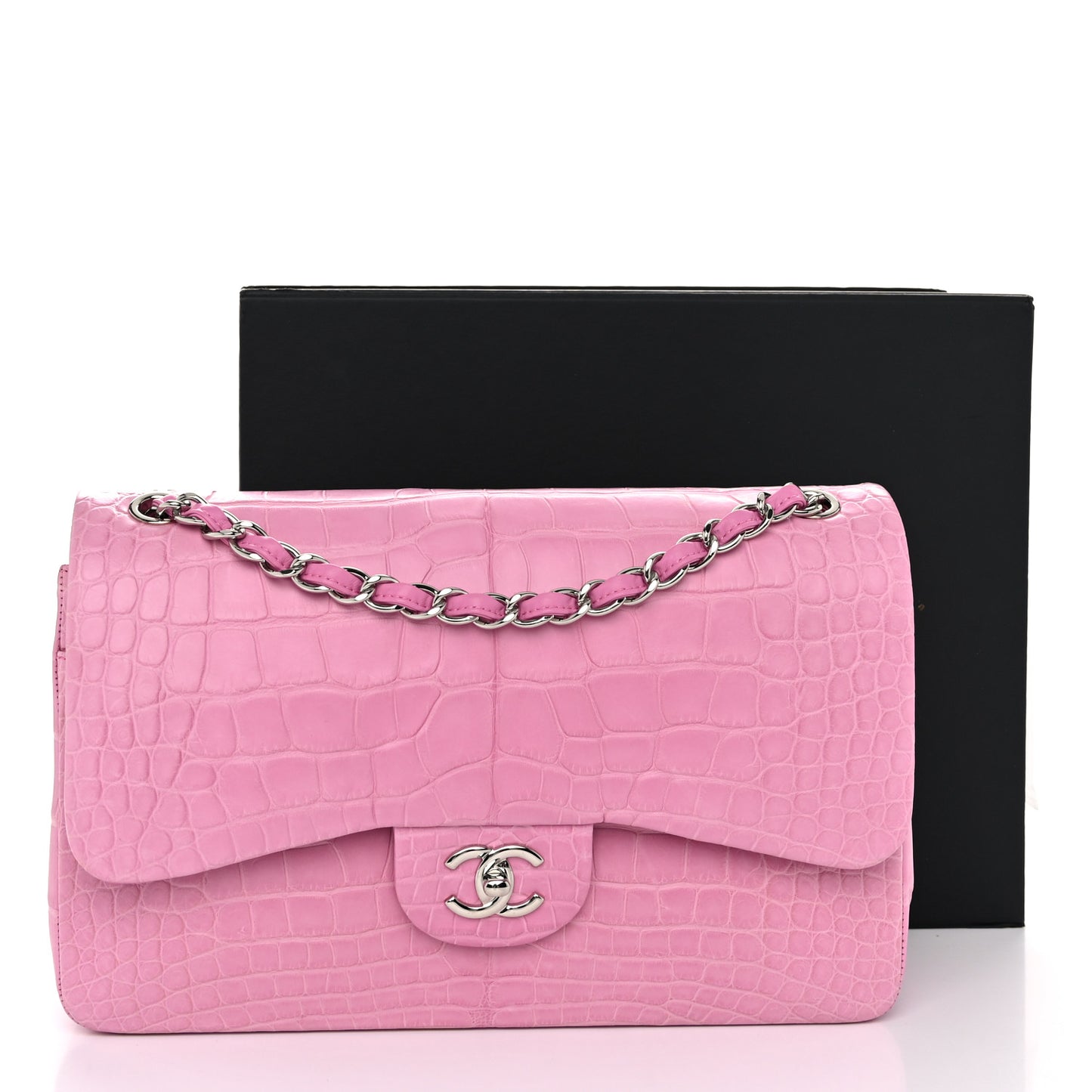 Alligator Jumbo Double Flap Pink