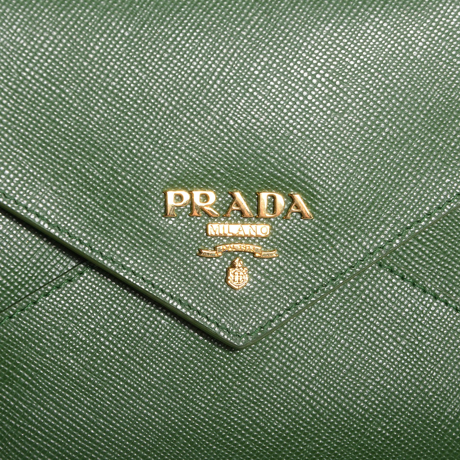 Prada Saffiano Metal Envelope Wallet Larice 10 of 10